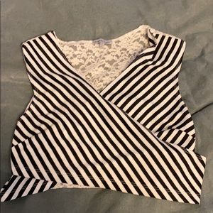 Black and white stripe midriff top
